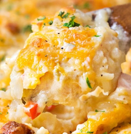 Cheesy Breakfast Hashbrown Casserole - The Chunky Chef