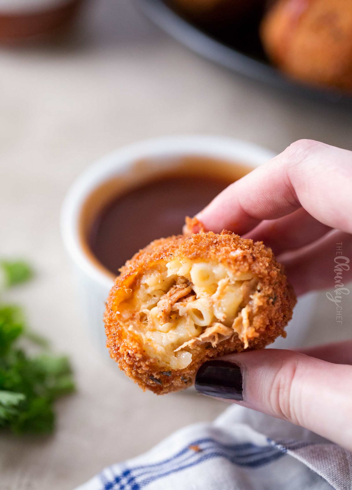 BBQ Pulled Pork Fried Mac and Cheese Bites The Chunky Chef