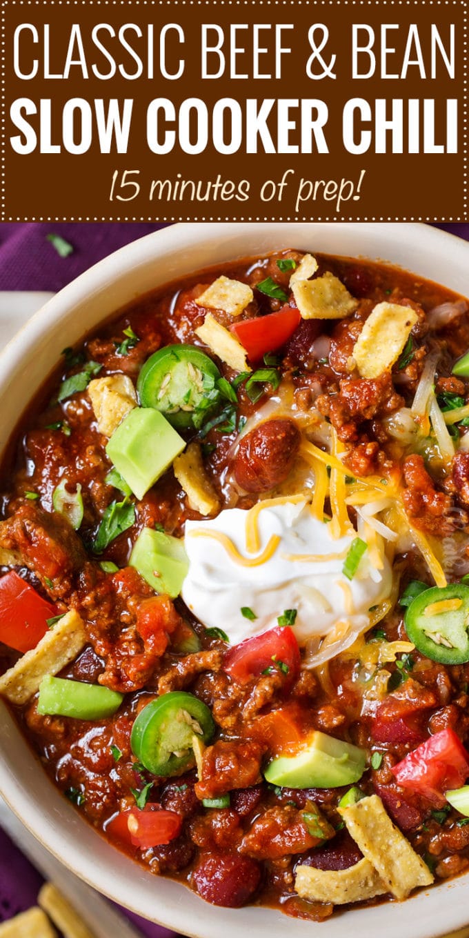 Classic Beef and Bean Slow Cooker Chili The Chunky Chef