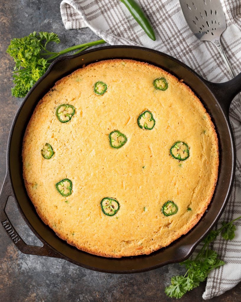 Skillet Jalapeno Cheddar Homemade Cornbread The Chunky Chef