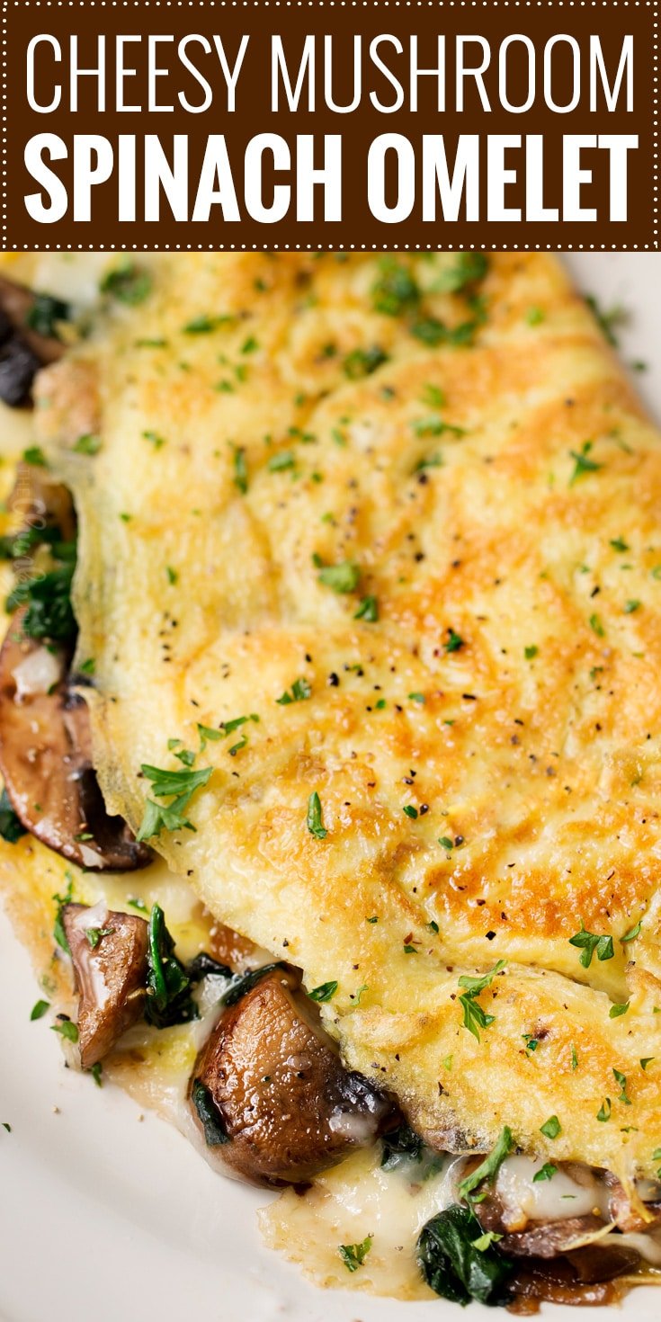 Cheesy Mushroom And Spinach Omelet The Chunky Chef