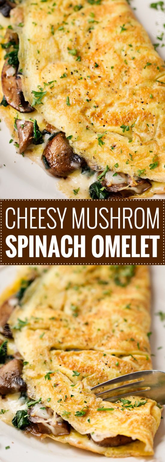 Cheesy Mushroom and Spinach Omelet The Chunky Chef