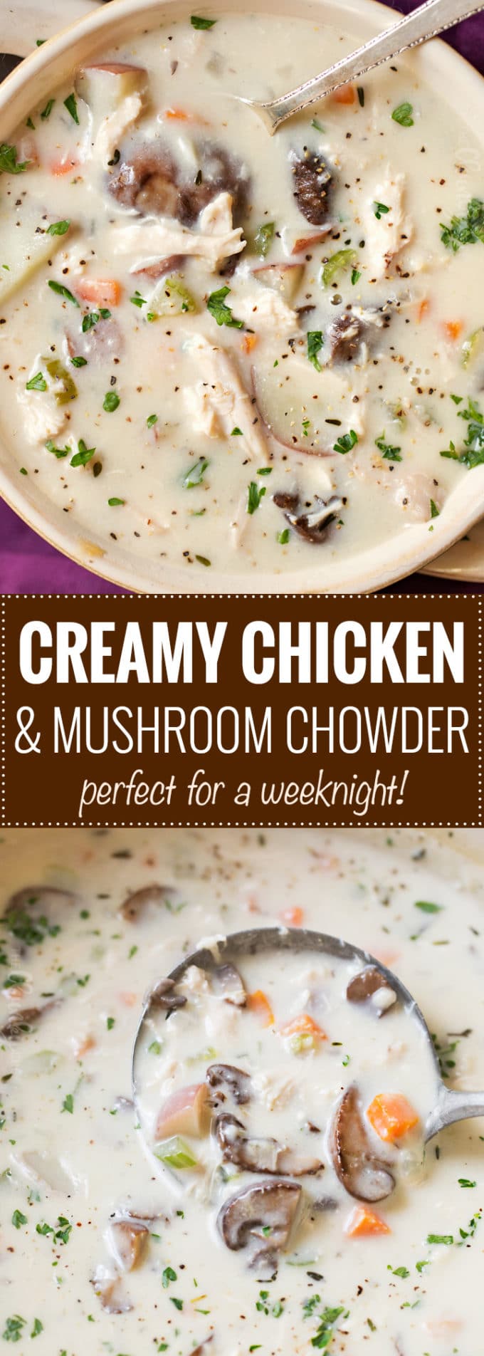 Creamy Chicken and Mushroom Chowder - The Chunky Chef