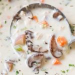 Creamy Chicken and Mushroom Chowder | Perfect for a cold weeknight meal, this chicken and mushroom chowder is thick, creamy and rich, plus it cooks in about 30 minutes! | https://thechunkychef.com | #chowder #souprecipe #mushrooms #potatoes #chowderrecipe #weeknightmeal