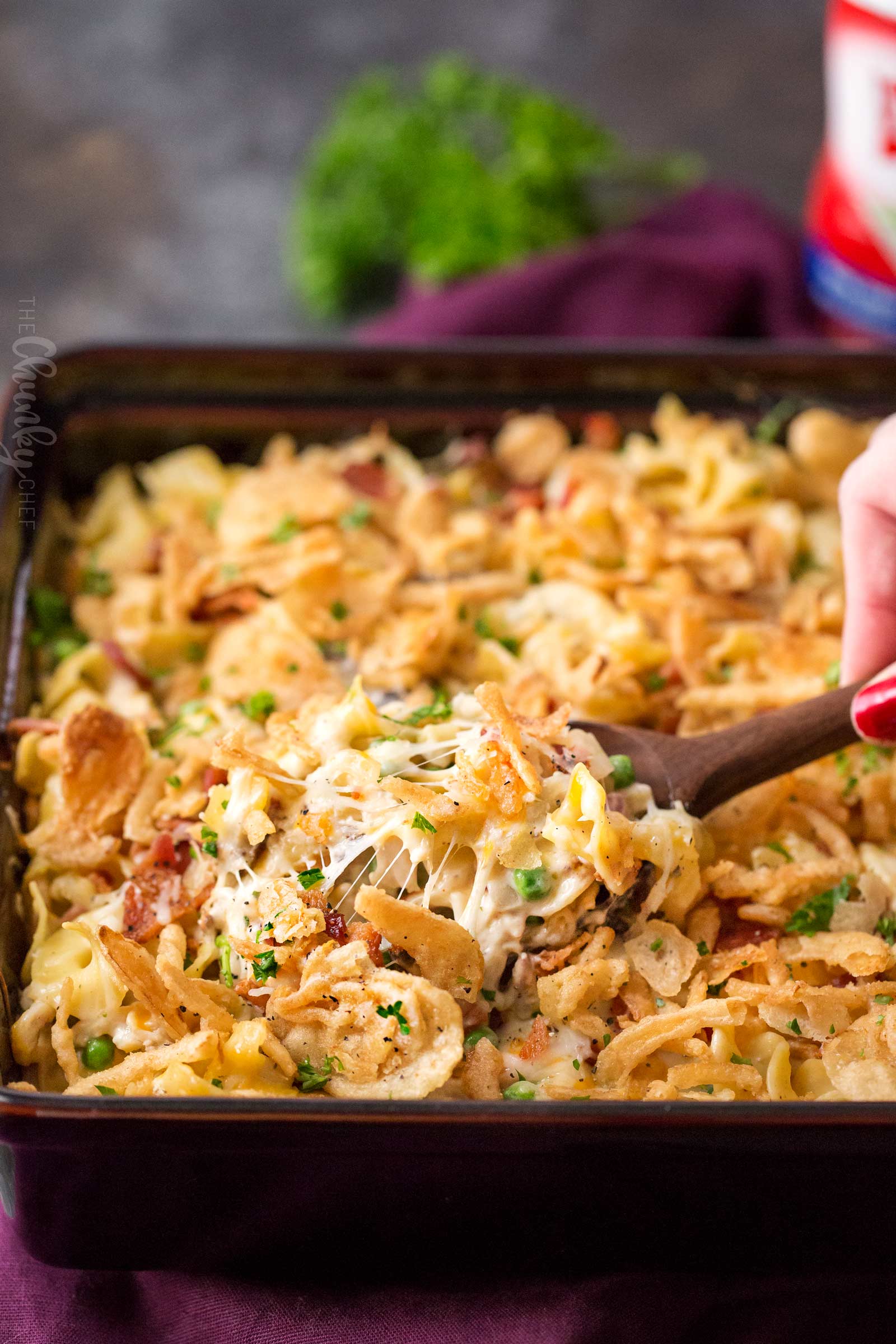 Loaded Cheesy Chicken Noodle Casserole - The Chunky Chef