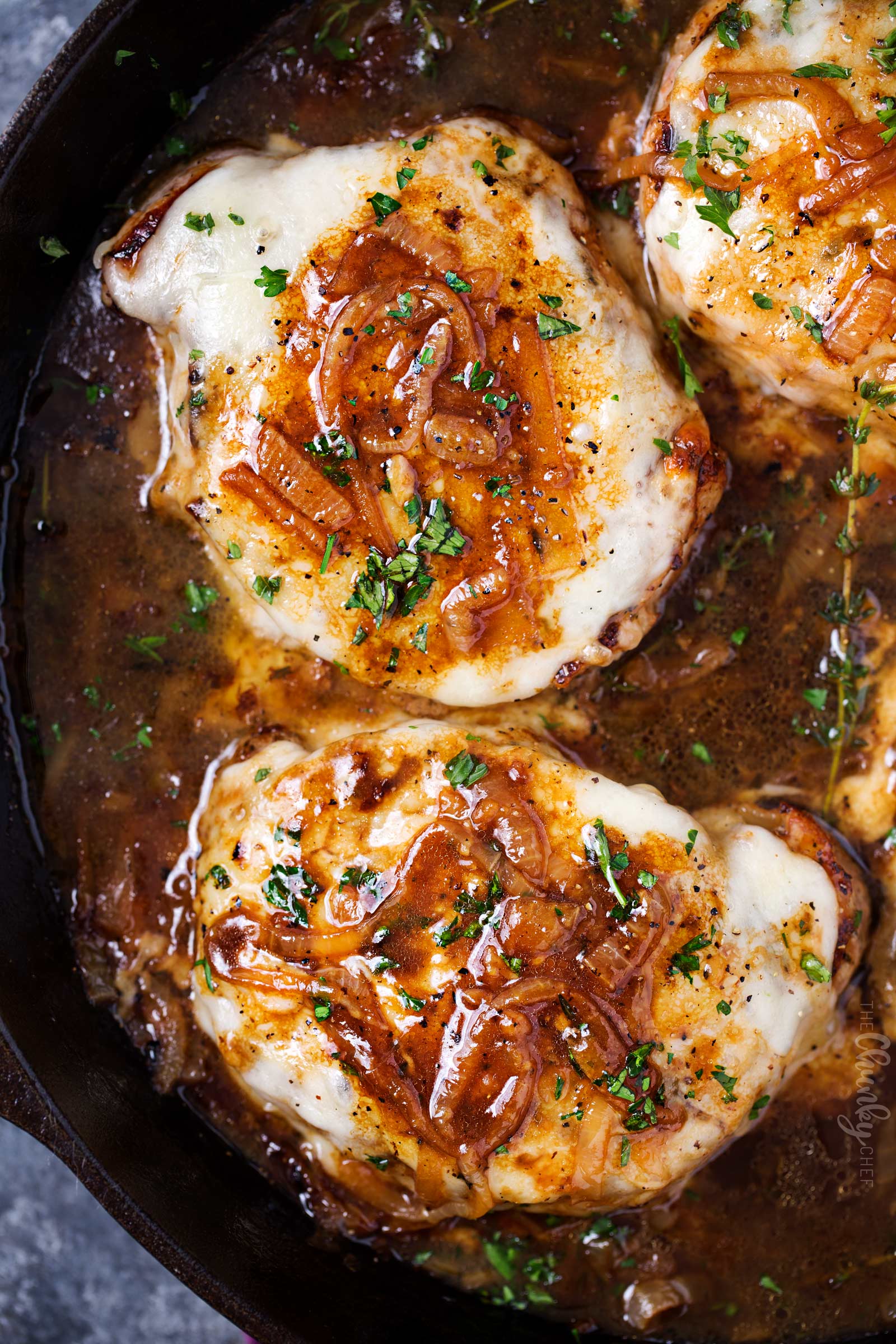 One Pan French Onion Smothered Pork Chops  The Chunky Chef