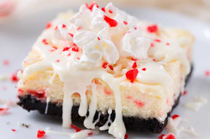 Peppermint White Chocolate Cheesecake Bars  The Chunky Chef