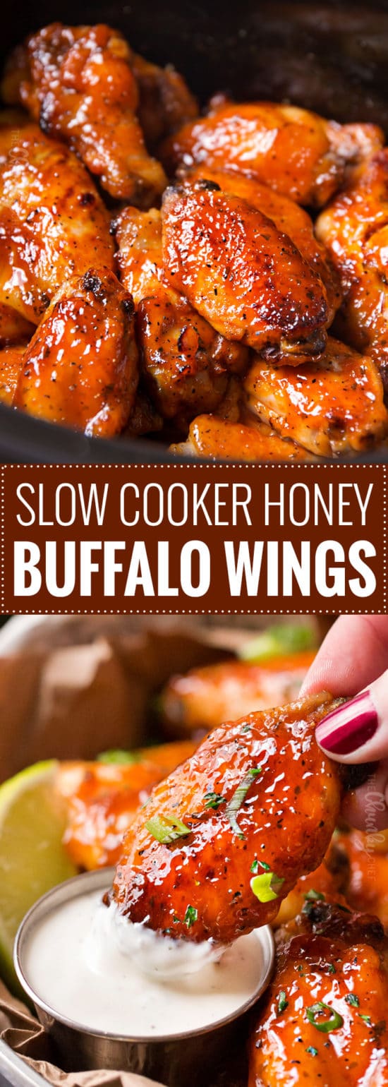 Slow Cooker Honey Buffalo Wings - The Chunky Chef