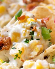 Slow Cooker Spicy Creamy Corn Dip | The easiest, creamy corn dip ever! Toss the ingredients in the slow cooker and be amazed at how mouthwatering it tastes! | https://thechunkychef.com | #corndip #slowcooker #crockpot #appetizerrecipe #partyfood