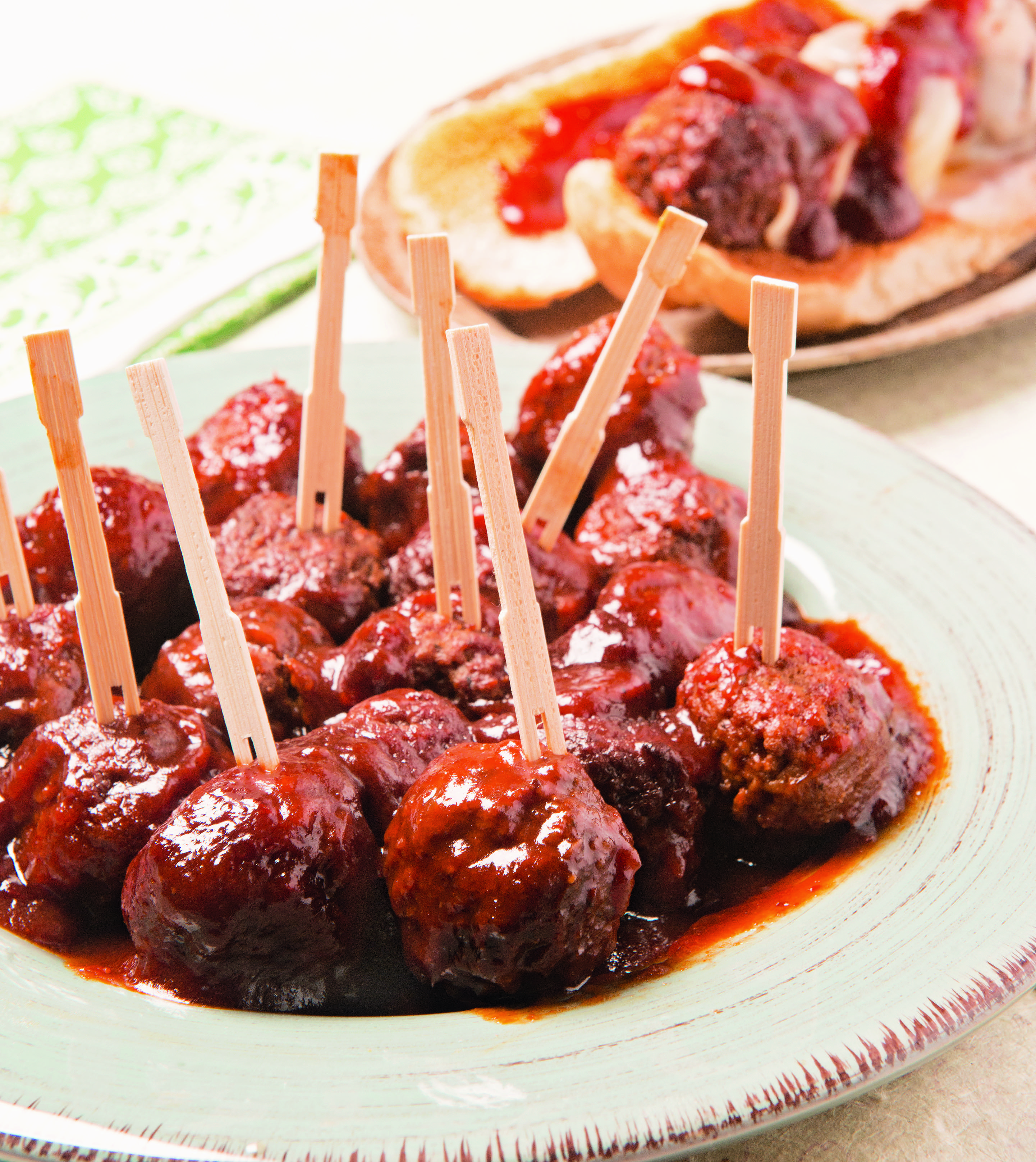 Slow Cooker Sweet Party Meatballs | Perfect for any party or get together, these party meatballs come together with everyday ingredients and cook in your slow cooker for an easy appetizer! | The Chunky Chef | #appetizer #partyfood #meatballrecipe #cocktailmeatballs #partymeatballrecipe
