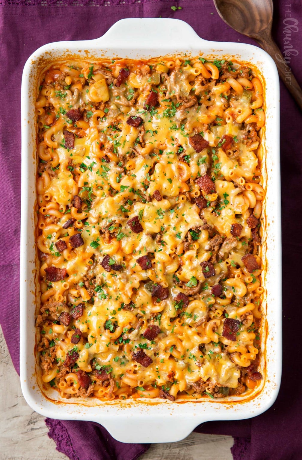 One Pan Bacon Cheeseburger Pasta Bake No Boil The Chunky Chef
