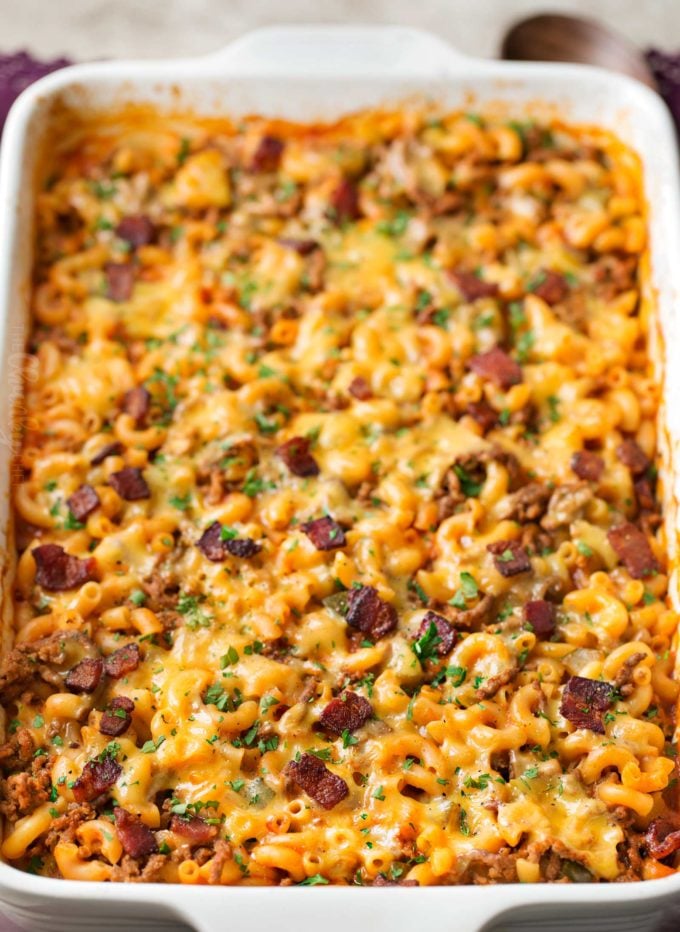 One Pan Bacon Cheeseburger Pasta Bake (No Boil) The Chunky Chef