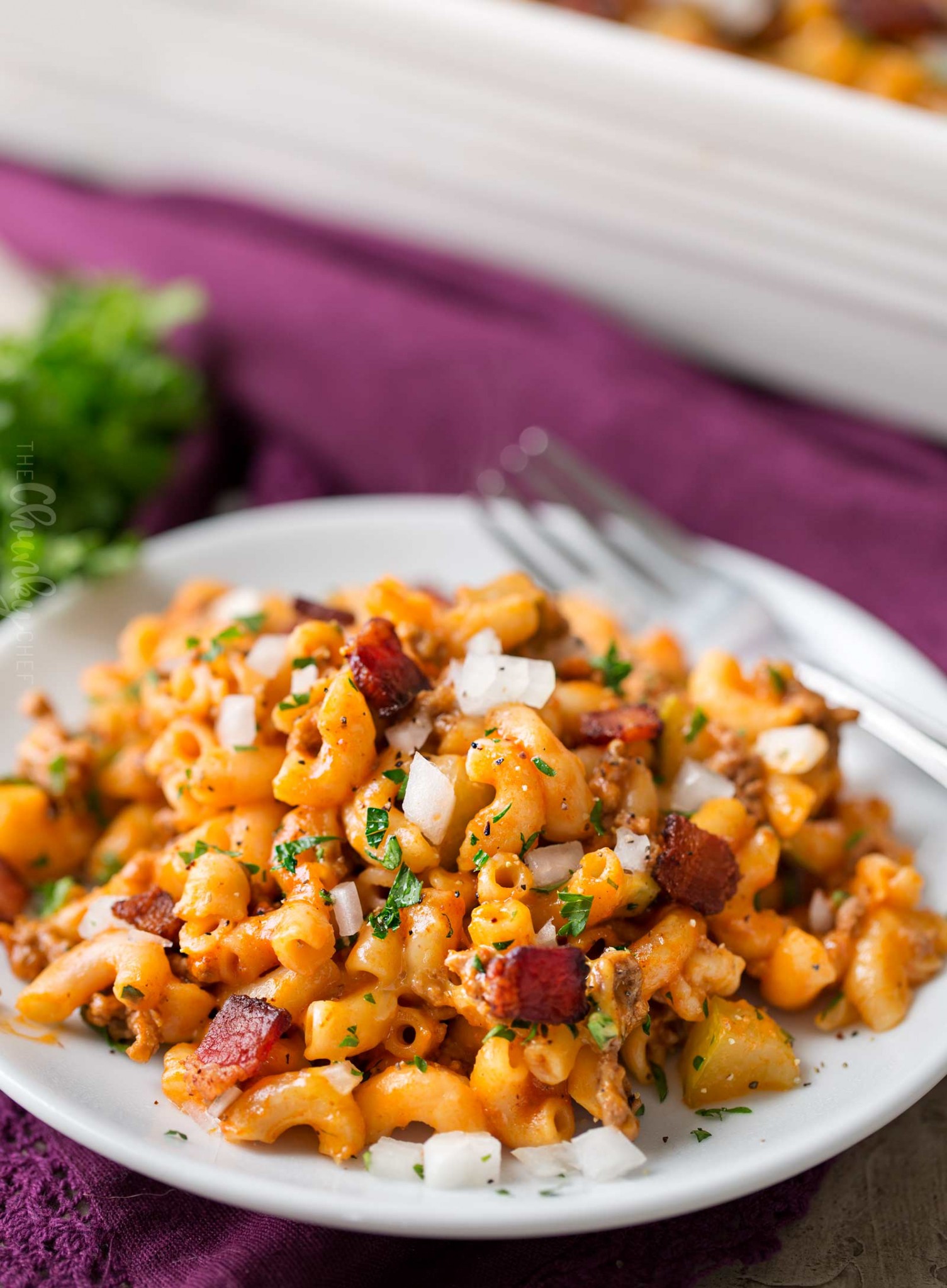 One Pan Bacon Cheeseburger Pasta Bake (No Boil) The Chunky Chef