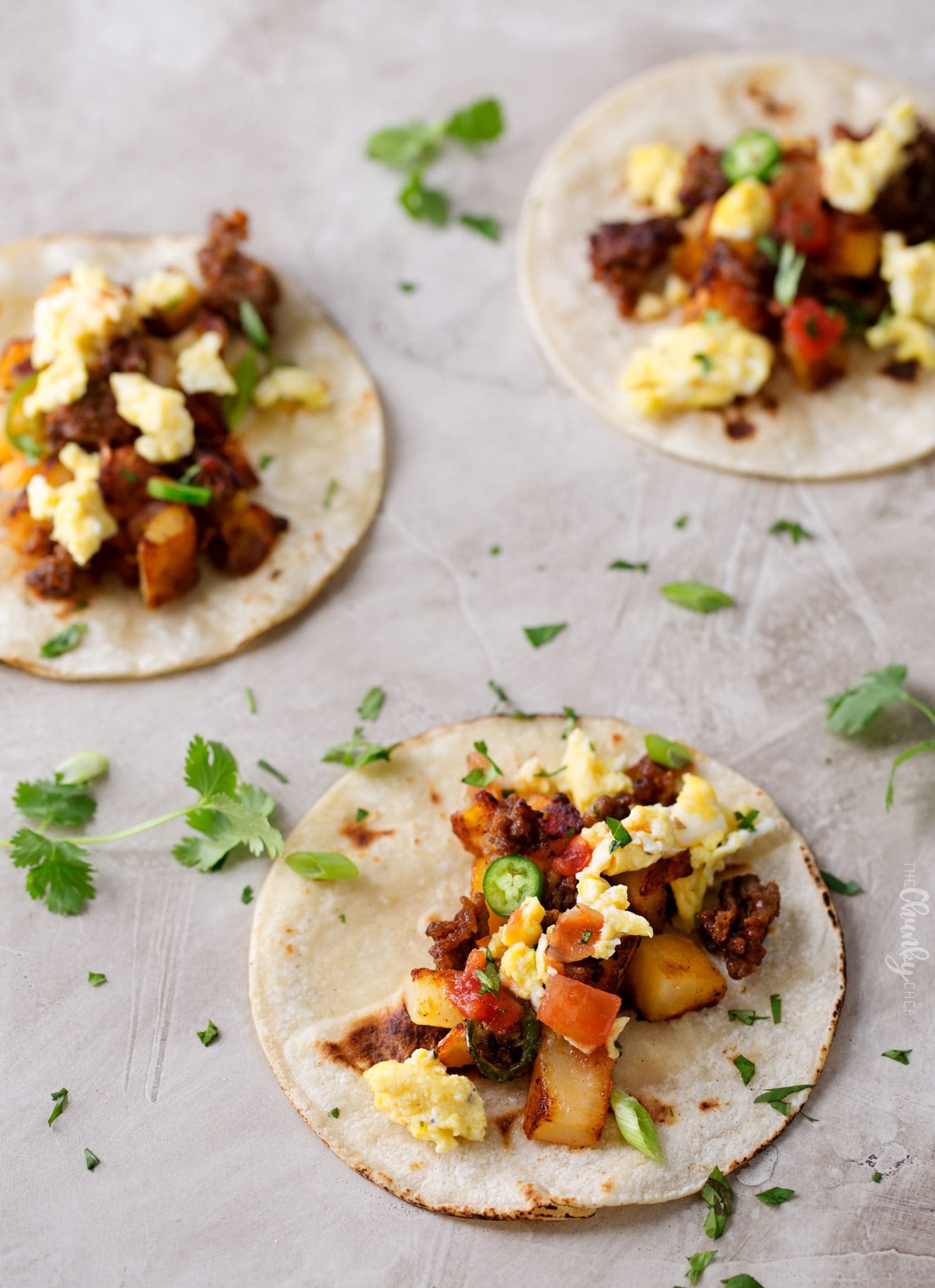 Chorizo and Potato Breakfast Tacos The Chunky Chef