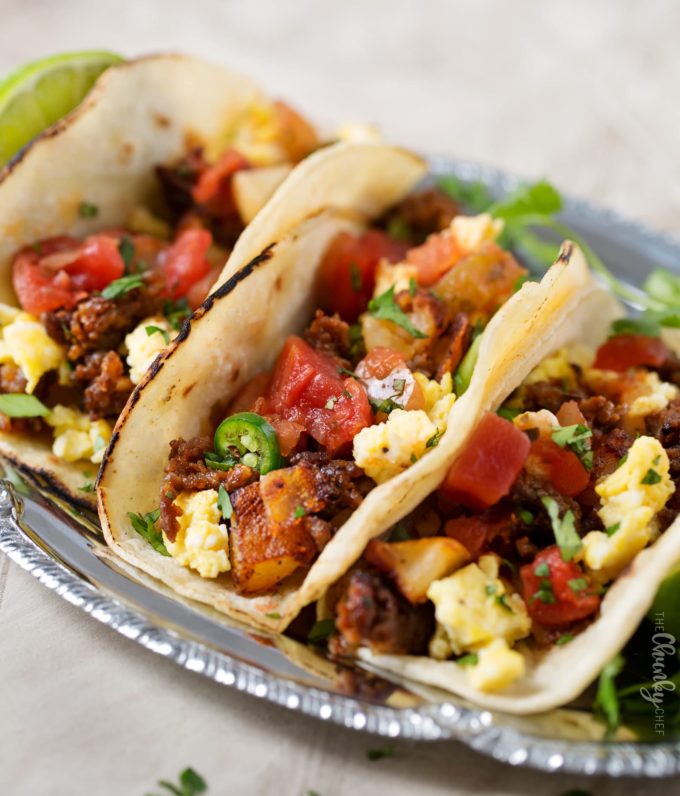 Chorizo and Potato Breakfast Tacos The Chunky Chef