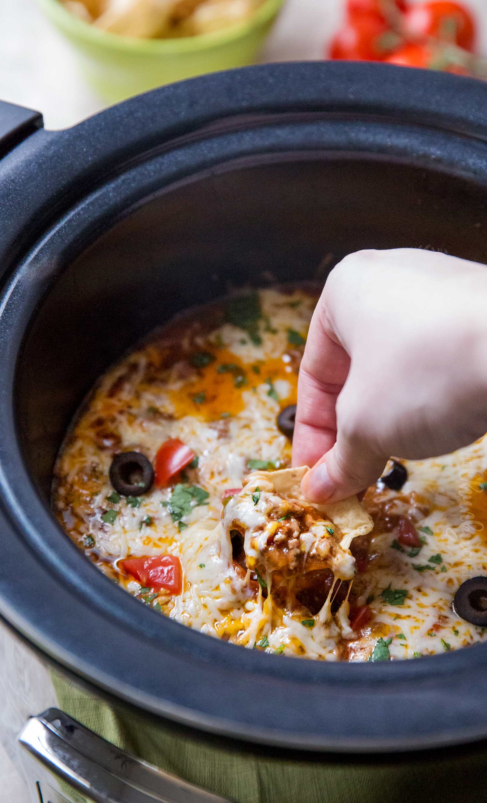 The Most Delicious Slow Cooker Taco Dip - Oh Sweet Basil