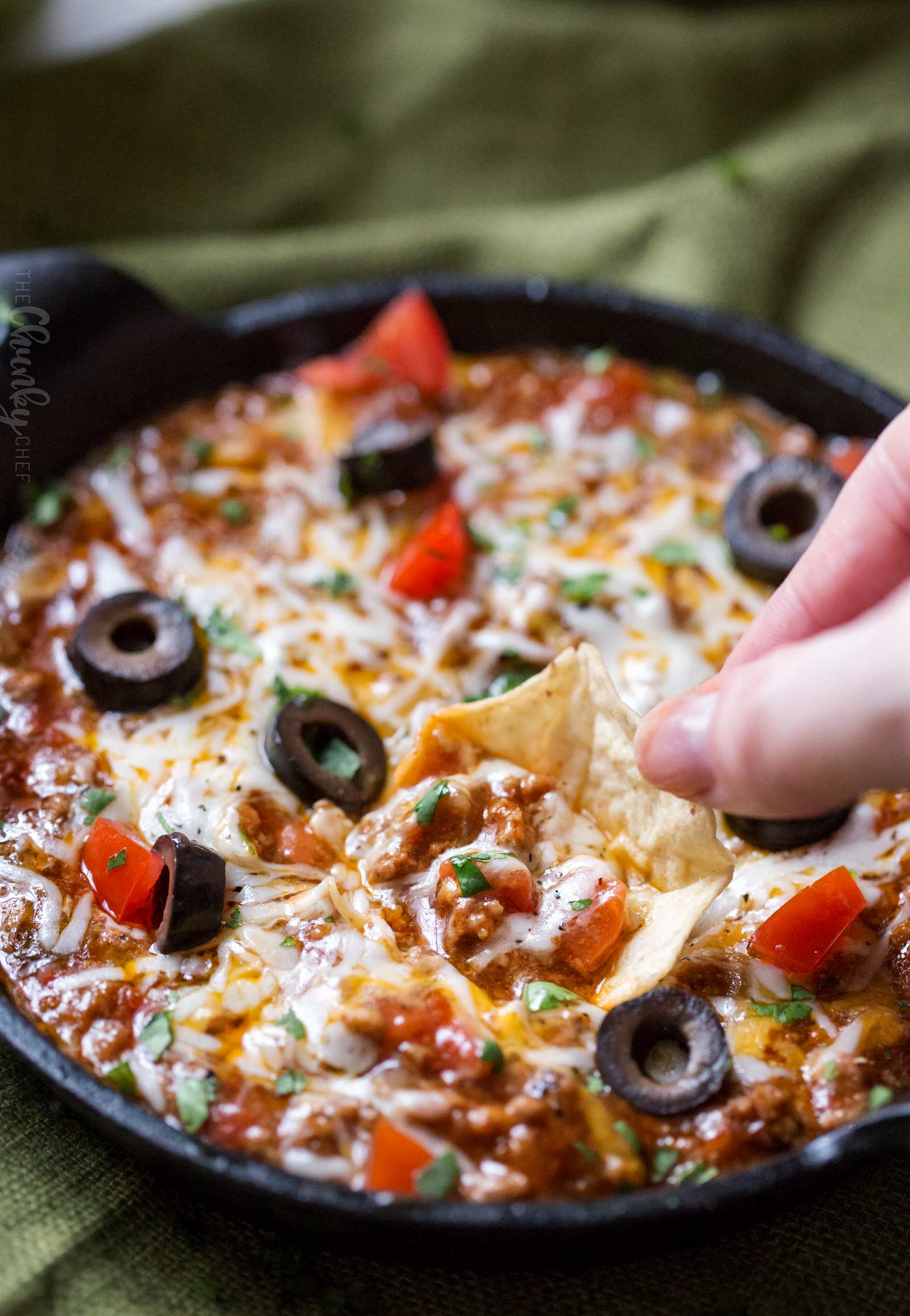Slow cooker taco dip in bowl