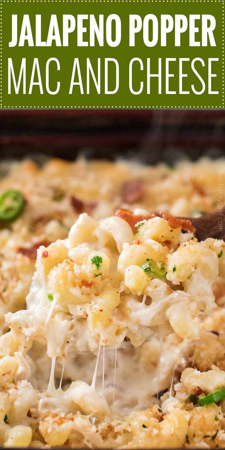 This Jalapeño Popper Mac and Cheese has all the amazing flavors of the wildly popular appetizer, made into an ultra creamy and comforting baked Mac and cheese dish! | #macandcheese #jalapenopopper #comfortfood #macaroniandcheese #recipe