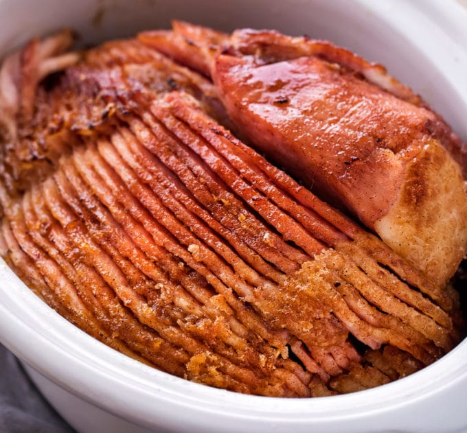 Ham in white slow cooker
