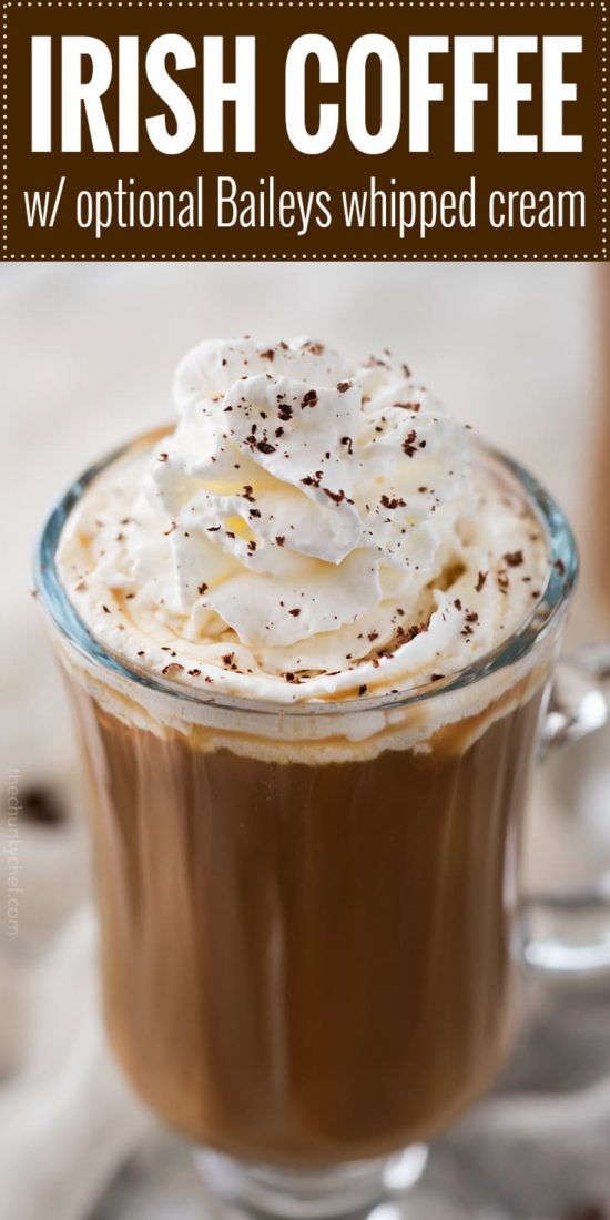 This Irish Coffee is made with black coffee, Irish whiskey, Baileys, brown sugar and heavy cream This Irish Coffee is made with black coffee, Irish whiskey, Baileys, brown sugar and heavy cream
