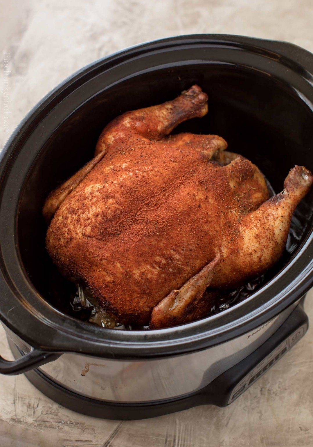 Easy Slow Cooker Rotisserie Chicken - The Chunky Chef