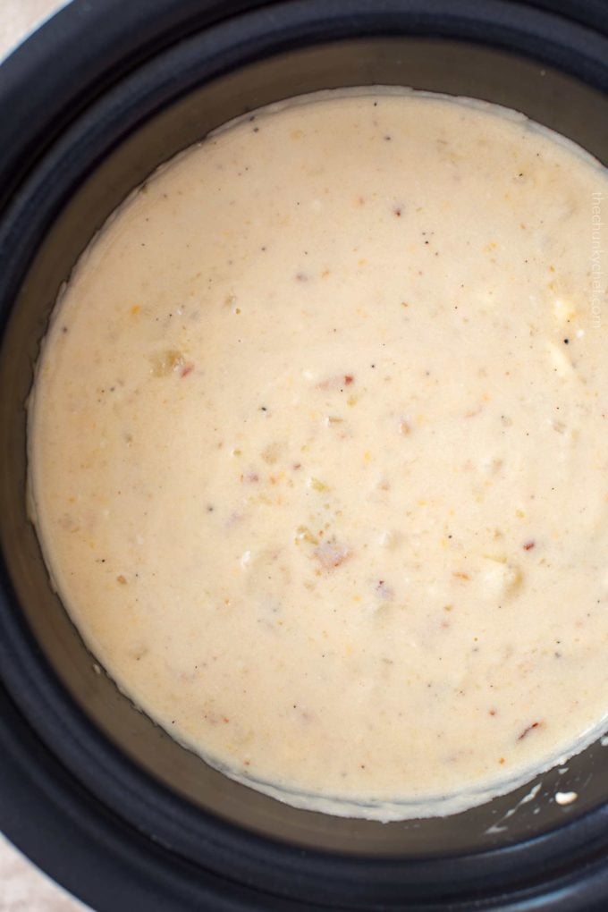 Loaded potato soup in crockpot