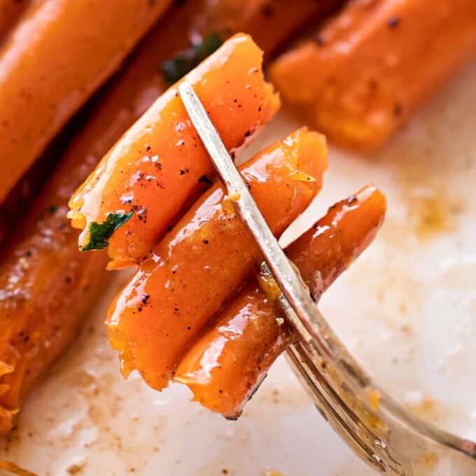 forkful of glazed carrots