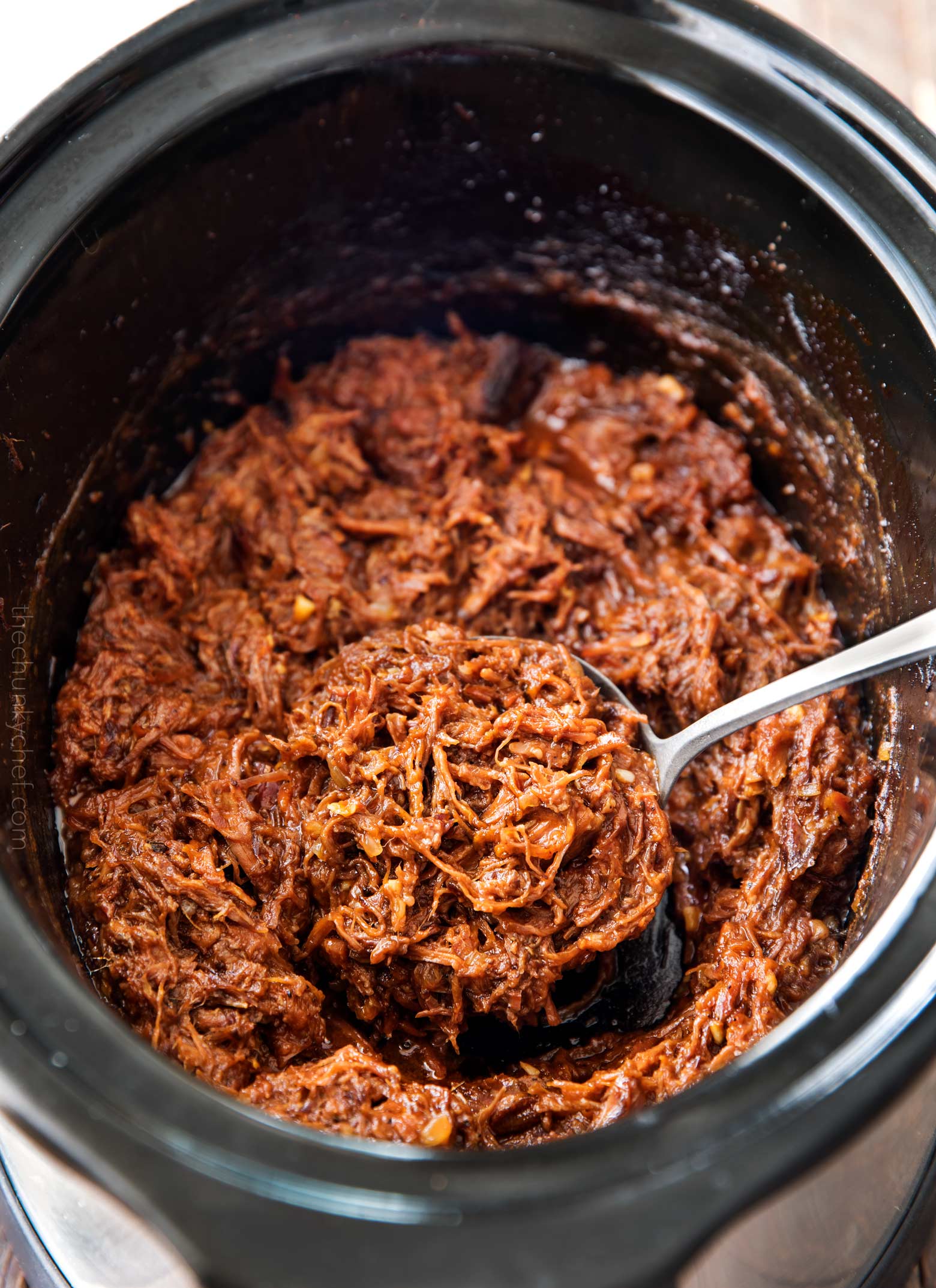 Crockpot Shredded Beef Barbecue - The Chunky Chef