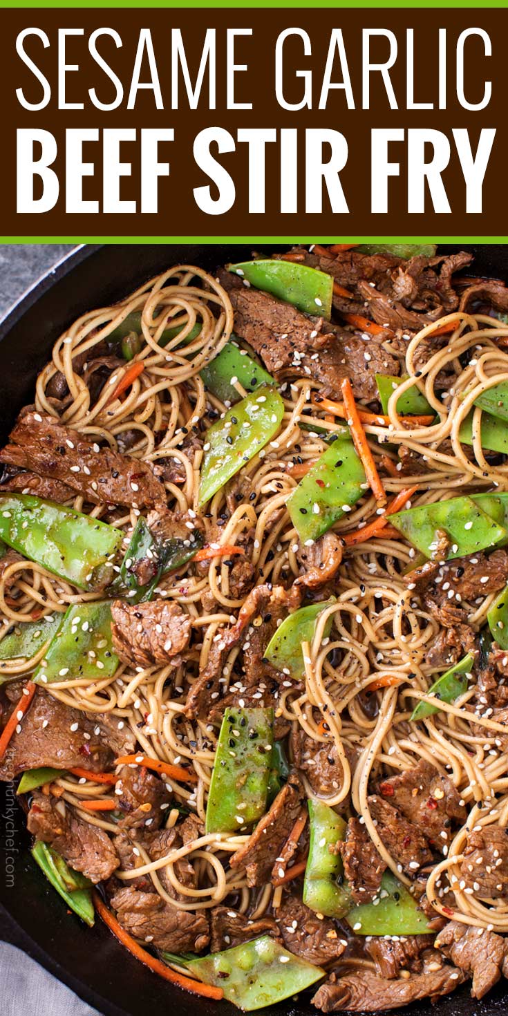 Tender slices of beef are stir fried with vegetables and tossed with authentic ramen noodles to make the most amazing 30 minute meal.  Put down that takeout menu, this beef stir fry is WAY better! | #stirfry #beefstirfry #chinese #chinesefood #takeout #30minutemeal #beef