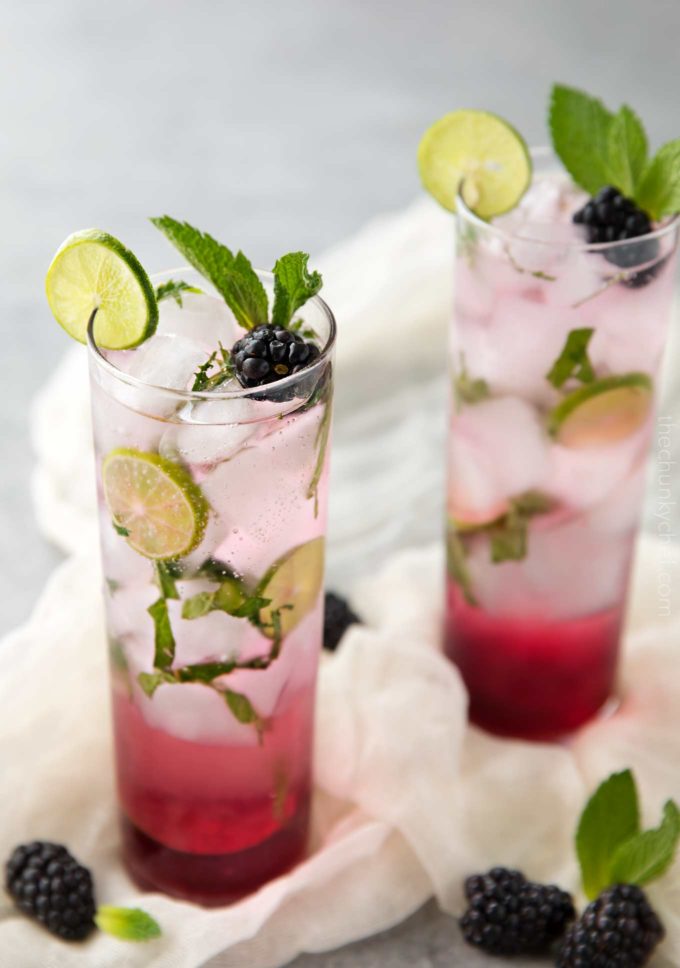 A fun summer twist on the classic mojito, this blackberry mojito is made with an easy homemade blackberry simple syrup, mint, lime, rum and club soda! 