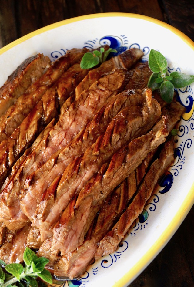 Grilled Coffee and Balsamic Flank Steak