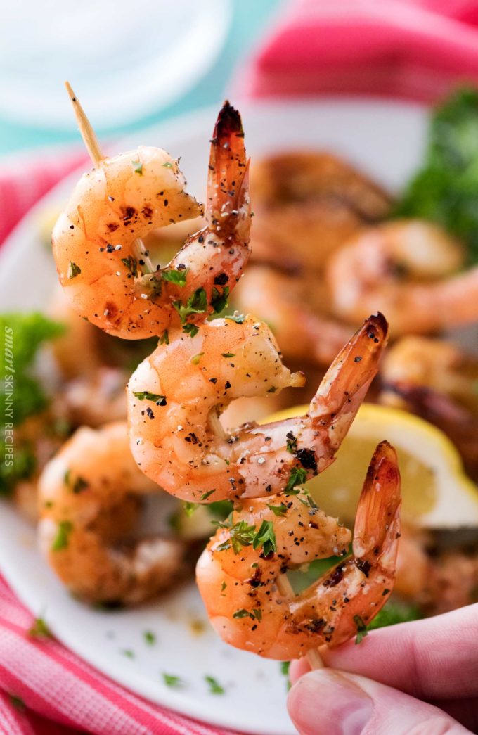 Honey lemon shrimp skewers