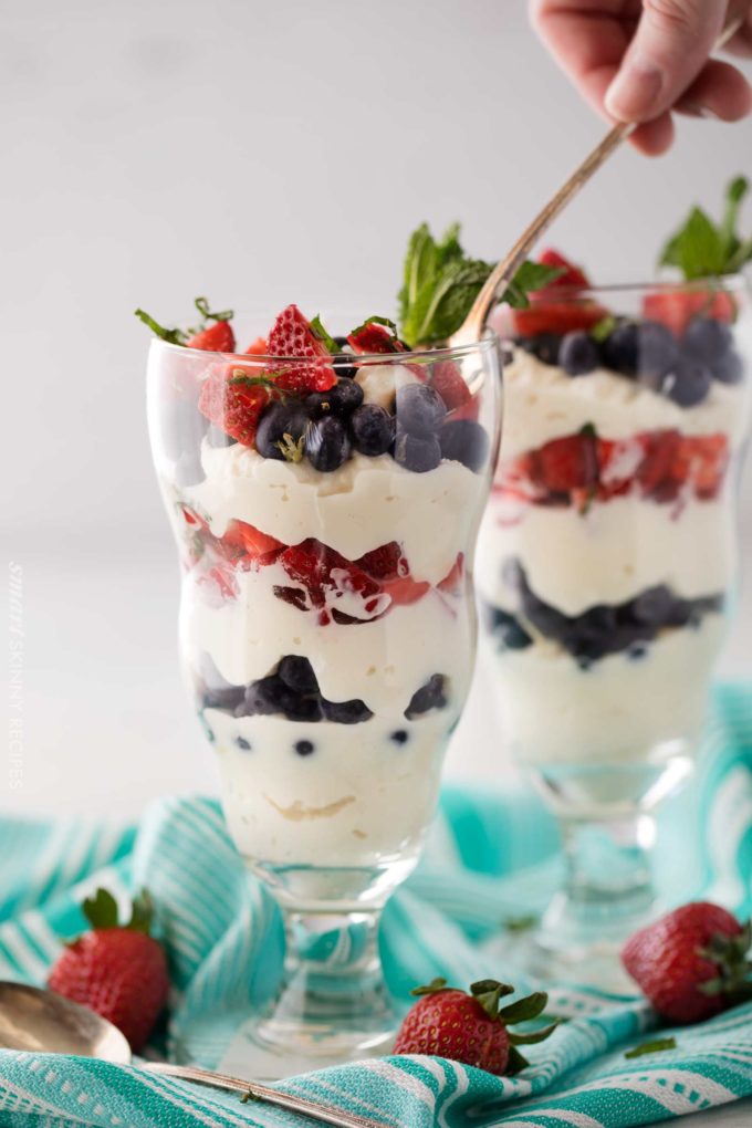 Fruit and ricotta parfait recipe with spoon