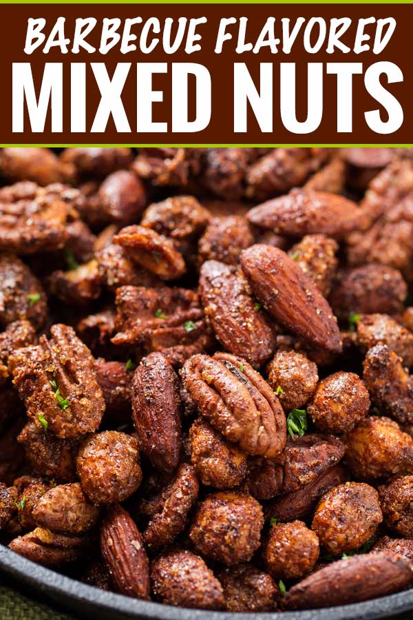 Once you try a few of these mouthwatering barbecue flavored roasted nuts, you'll never buy flavored nuts again! Homemade tastes so much better! #mixednuts #roastednuts #spicednuts #bbq #barbeque #barbecue #barfood #snackfoods #partyfood