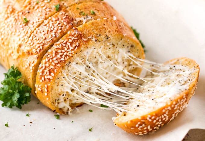 Gooey cheesy garlic bread