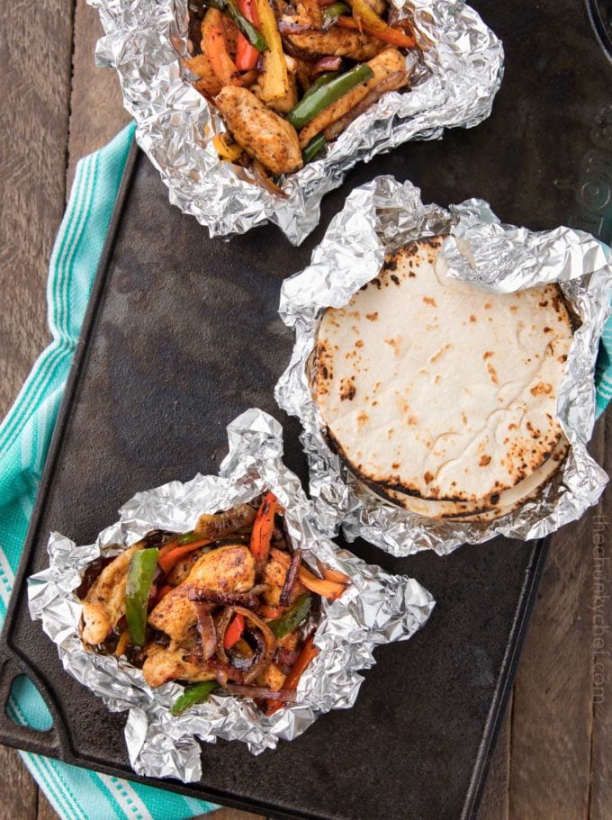 Foil pack chicken fajitas on grill pan