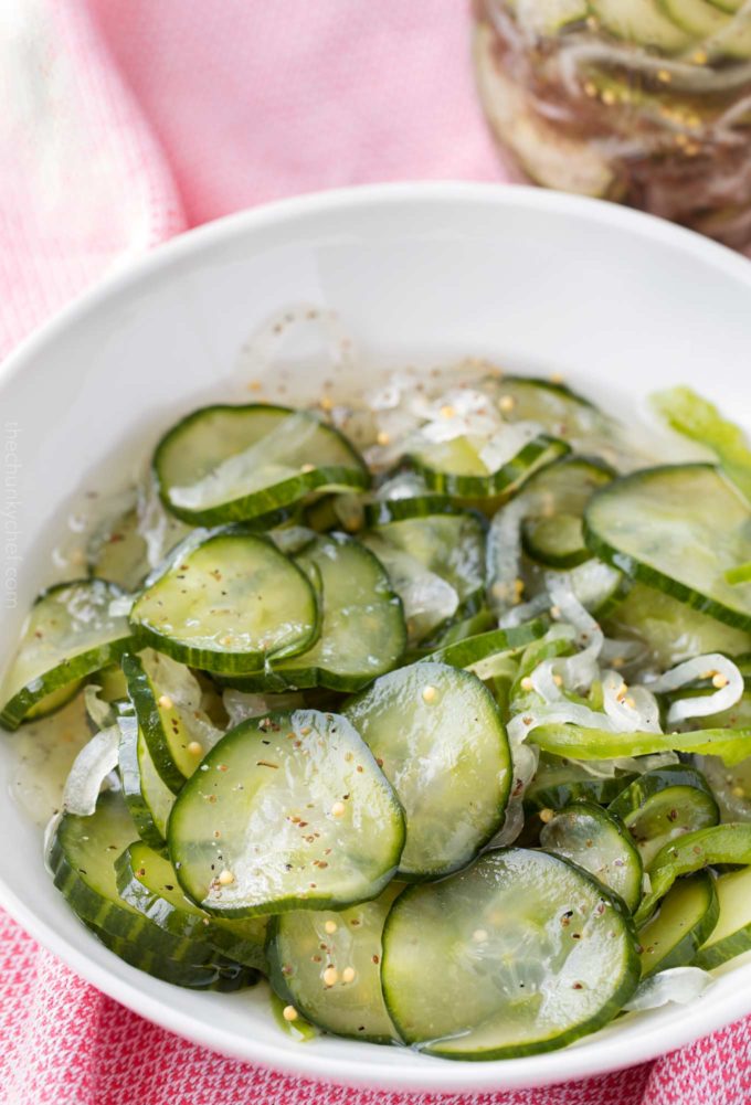 Bowl of sweet pickles with onions