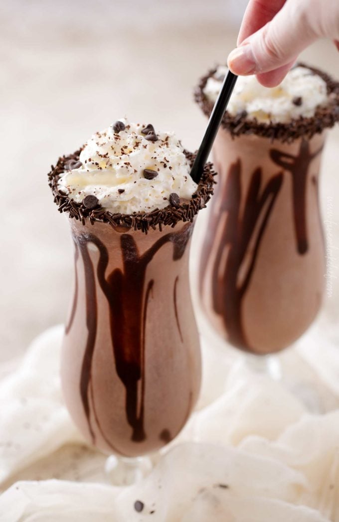 Frozen mudslide recipe with whipped cream and extra chocolate