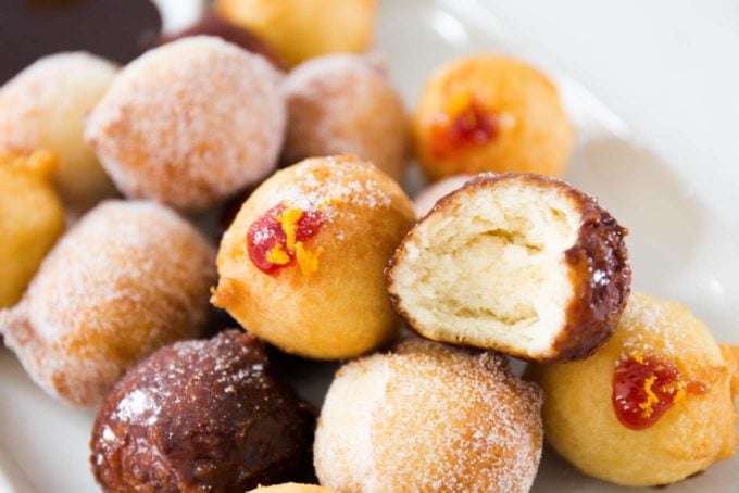 Variety of fried donut holes