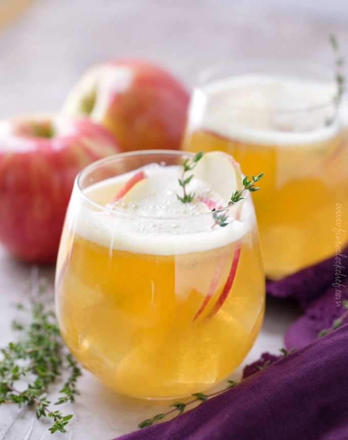 Maple bourbon cocktail with apples