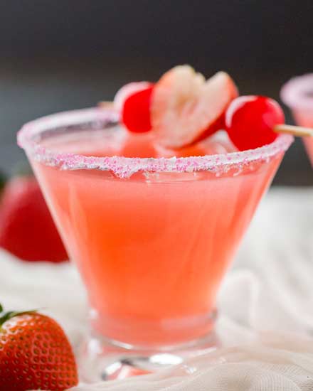The best drink for Valentine's Day or summer, this love potion cocktail is made with just 3 ingredients and is sure to put you in a lovin' mood.  #cocktail #drinks #vodka #love #valentinesday #pink #summerdrink 