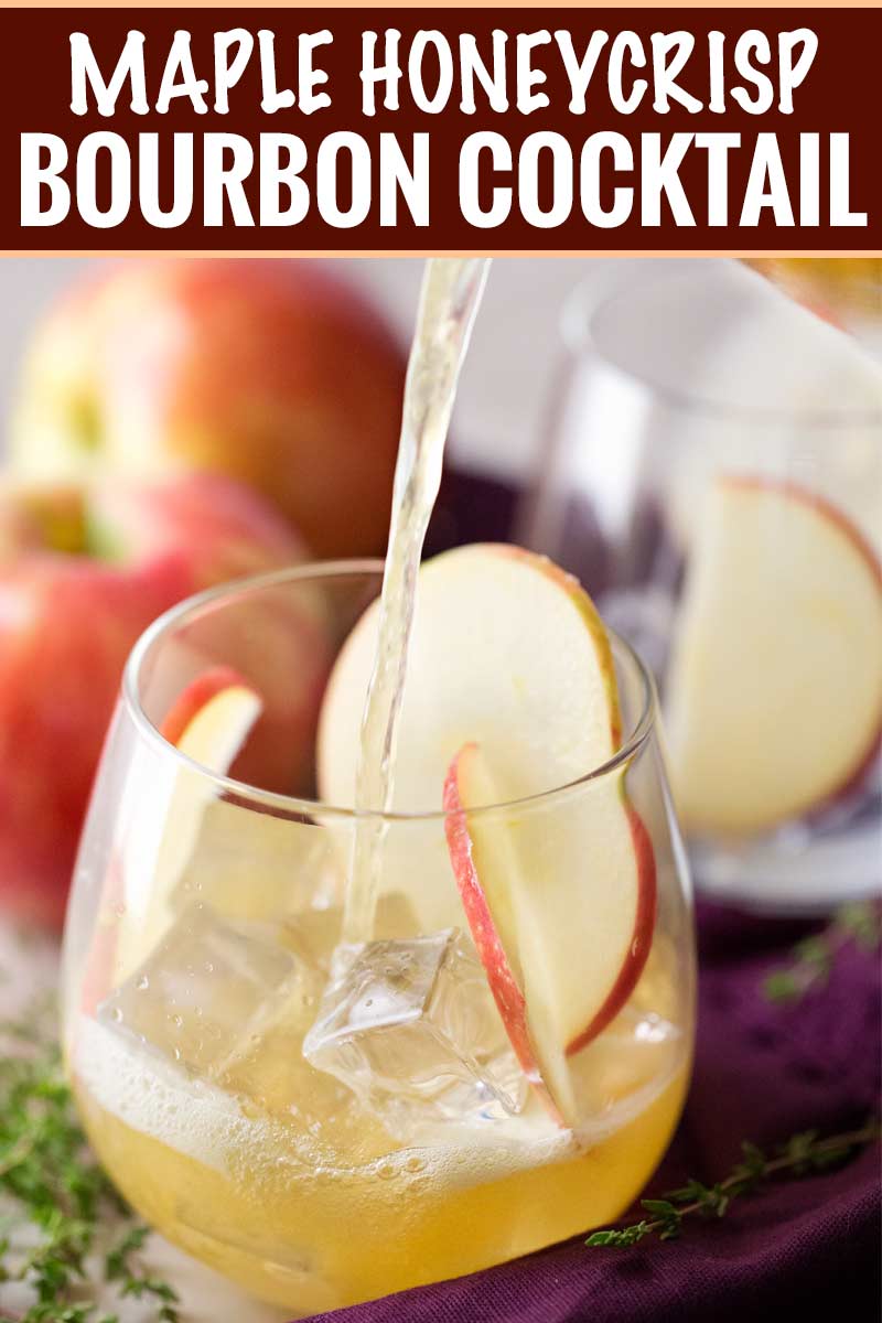 These apple bourbon cocktails are incredibly refreshing and a great mix of sweet with a bit of tartness. Take advantage of those Fall apples! #bourbon #cocktailrecipe #cocktails #applecider #honeycrisp #maplesyrup #falldrink #alcohol #fall