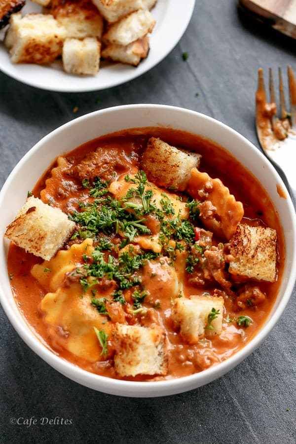 Ravioli Creamy Tomato Beef Sauce