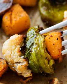 The ultimate sheet pan healthy roasted vegetables, perfectly spiced and roasted to sweet tender perfection! Great for meal prep too! #roastedvegetables #sheetpan #healthy #smartpoints #weightwatchers #healthysidedishes #fallrecipes