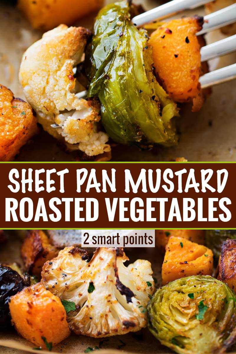 The ultimate sheet pan healthy roasted vegetables, perfectly spiced and roasted to sweet tender perfection!  Great for meal prep too! #roastedvegetables #sheetpan #healthy #smartpoints #weightwatchers #healthysidedishes #fallrecipes