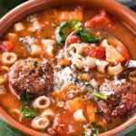 This Slow Cooker Italian Meatball Soup is hearty, easy, and incredibly satisfying!  You'll never guess it's only 4 smart points per serving. #italian #meatball #soup #slowcooker #crockpot #weightwatchers #smartpoints #comfortfood