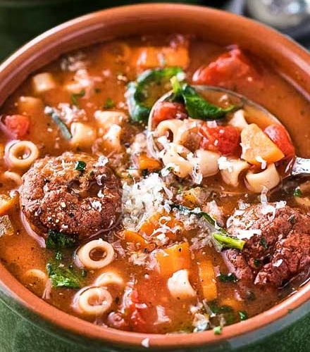 Slow Cooker Italian Meatball Soup The Chunky Chef