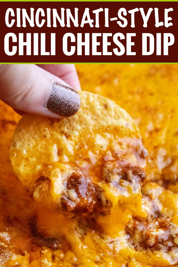 This 3 ingredient chili cheese dip (also known here in the Midwest as Skyline Dip), is always the perfect game day or party appetizer! #dip #chili #cheese #chilicheese #skyline #appetizer #gameday #partyfood #easyrecipe