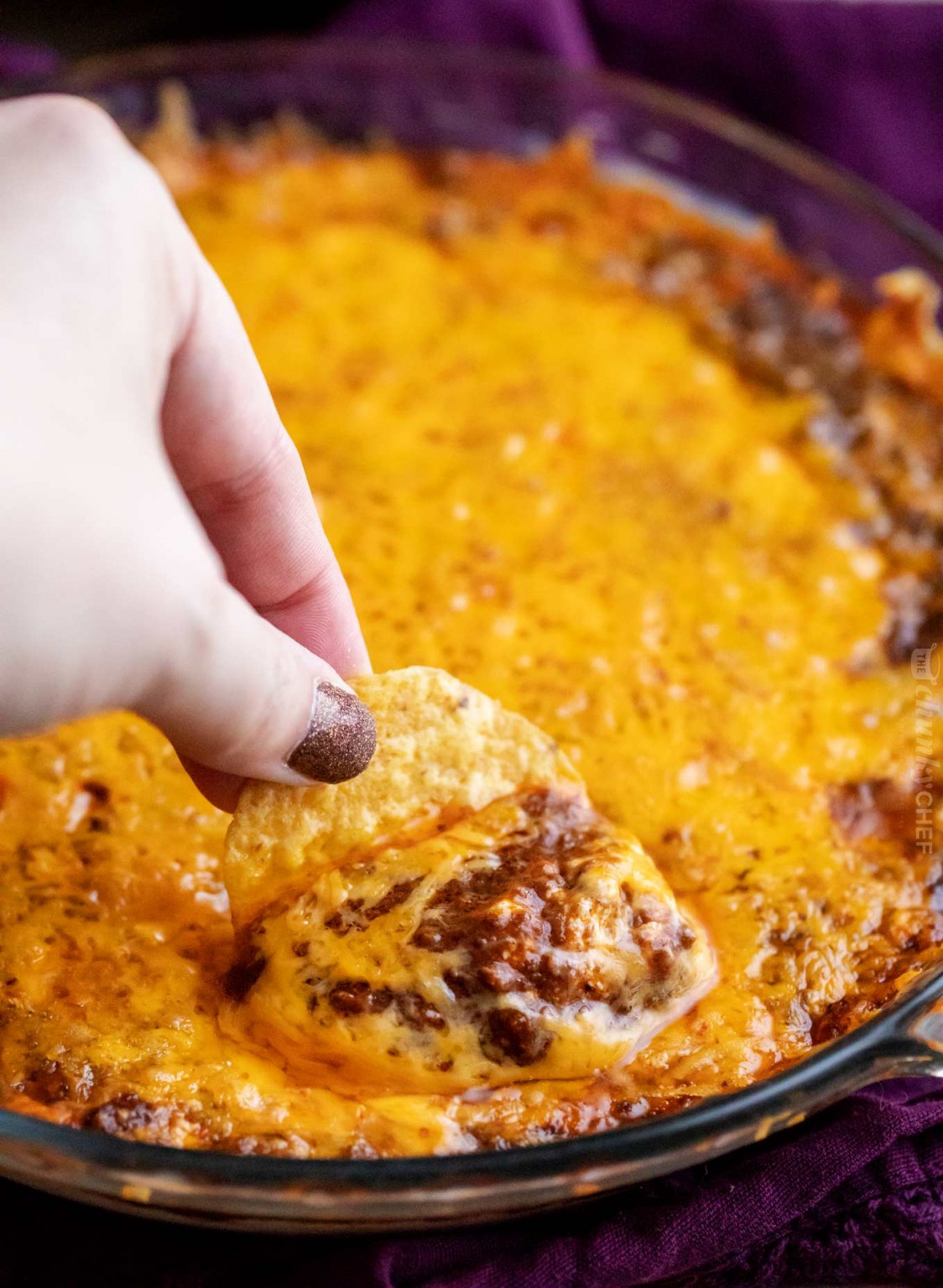 Cincinnati-Style Chili Cheese Dip (Skyline Dip) - The Chunky Chef