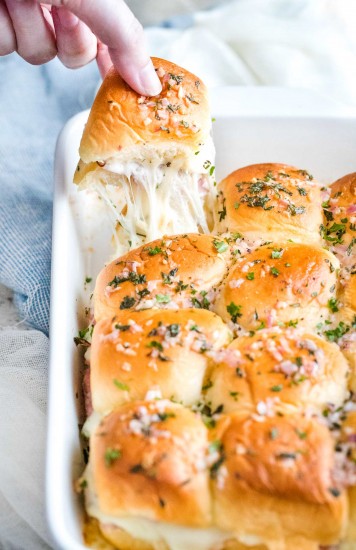 Garlic and Herb Ham and Cheese Sliders - The Chunky Chef